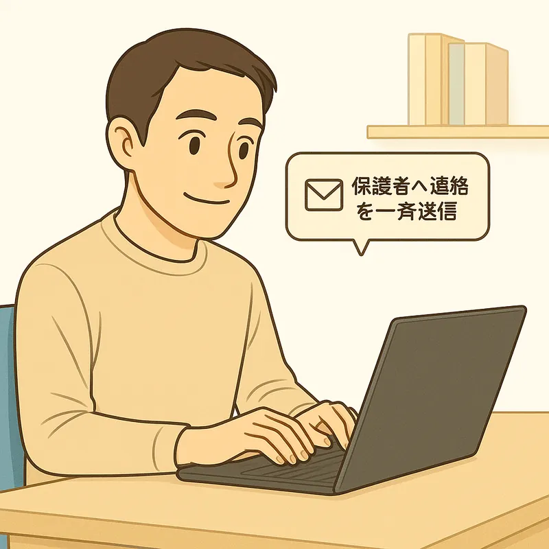 保護者への案内配信を行うイメージ