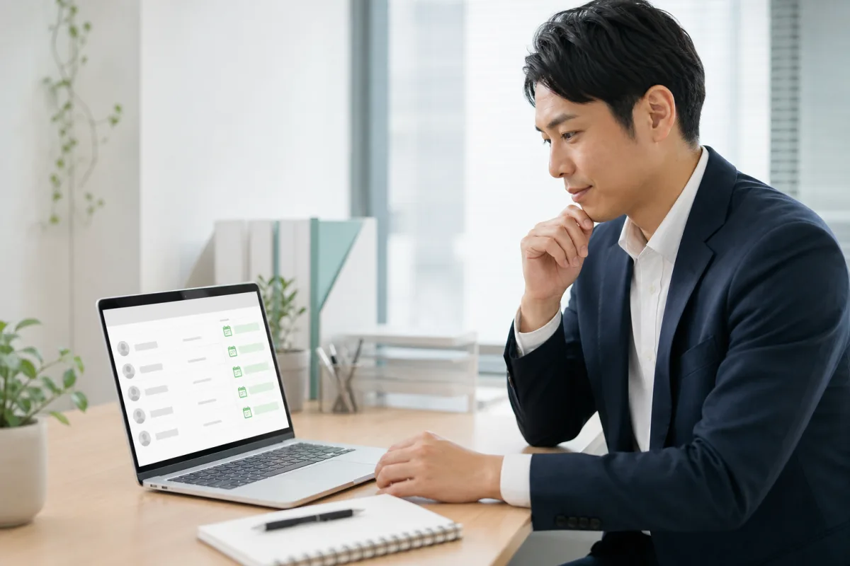 顧客の最終来場日を確認する担当者